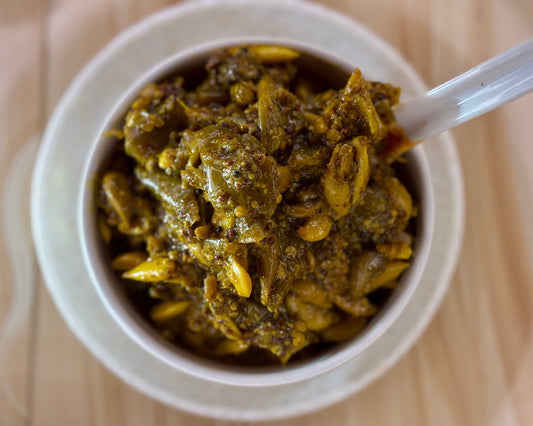 Spicy Green Garlic Pickle (ସବୁଜ ରସୁଣ ଆଚାର)