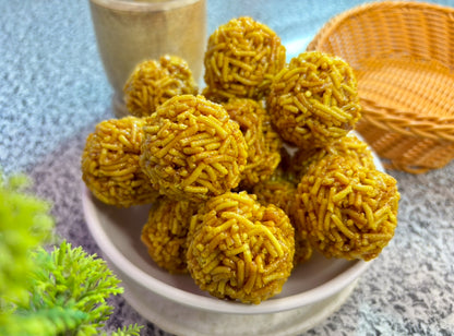 Sev Jaggery Ladu (ସେଭ ଗୁଡ଼ ଲଡୁ)