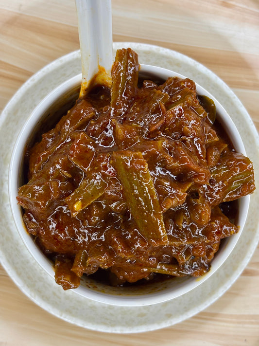 Sweet - Spicy Drumstick Pickle (ସଜନା ଛୁଇଁ ଆଚାର)